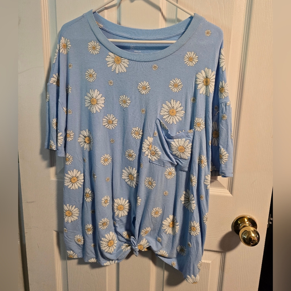 No Boundaries Light Blue Floral Top